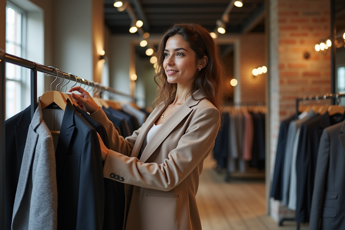 Femme élégante dans une boutique de mode moderne