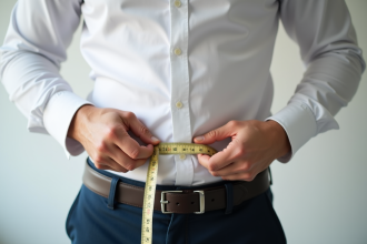 Mesure de la taille d'un homme avec un ruban